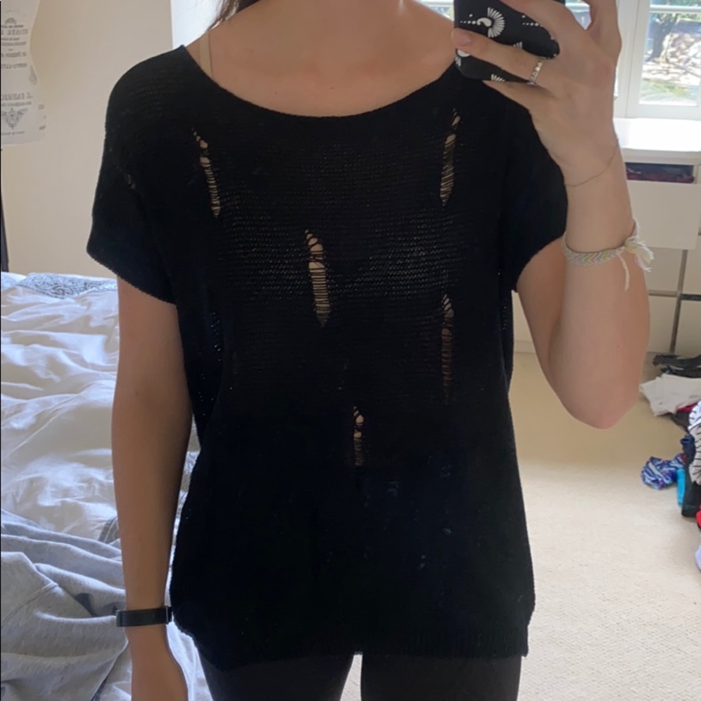 Black knit top